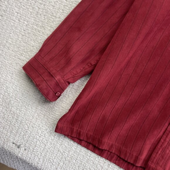 Vintage Pierre Cardin Faux Suede Dark Red Dress Shirt Men Size M Button Up - Picture 3 of 13
